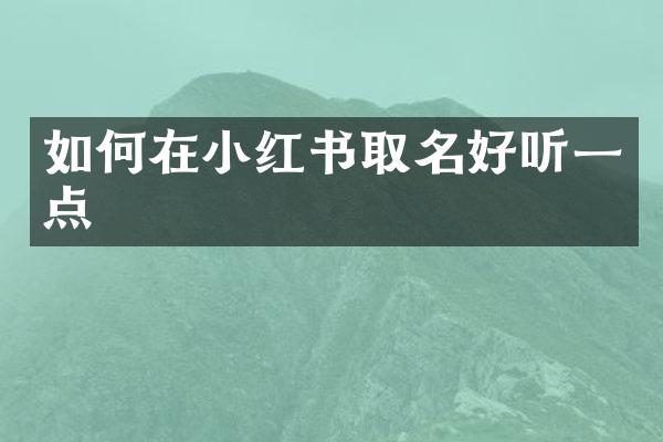 如何在小红书取名好听一点