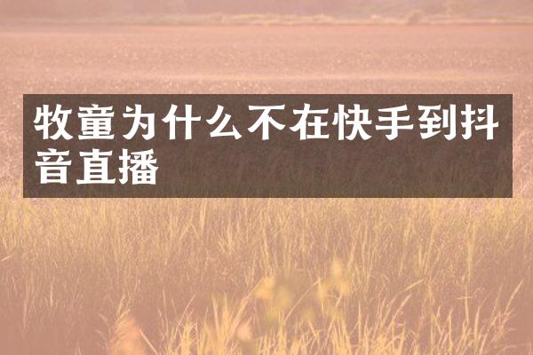 牧童为什么不在快手到抖音直播