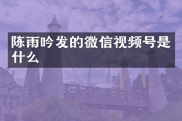陈雨吟发的微信视频号是什么