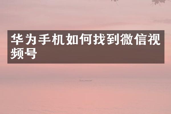 华为手机如何找到微信视频号