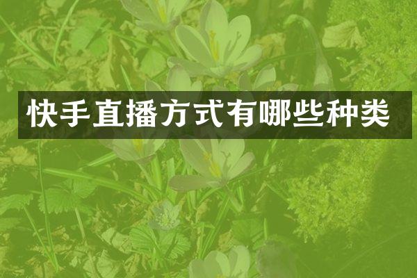 快手直播方式有哪些种类
