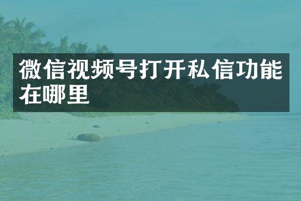 微信视频号打开私信功能在哪里