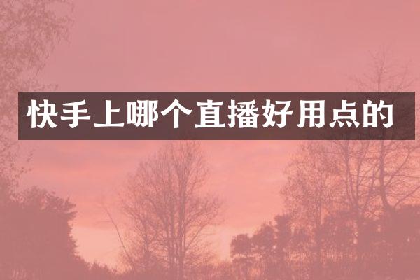 快手上哪个直播好用点的