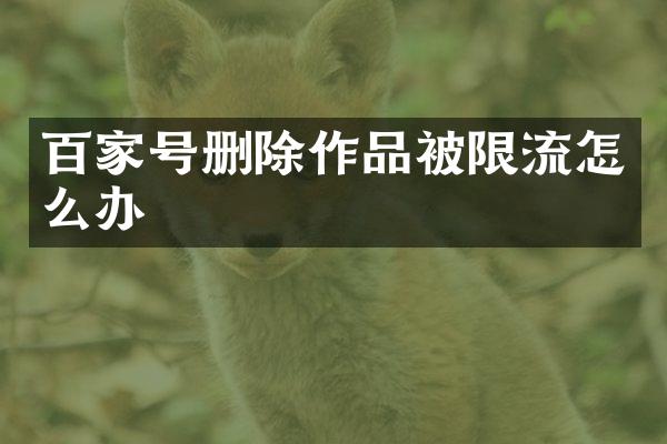 百家号删除作品被限流怎么办