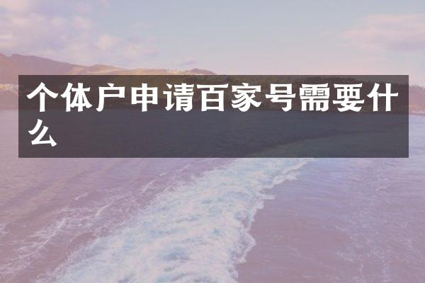 个体户申请百家号需要什么