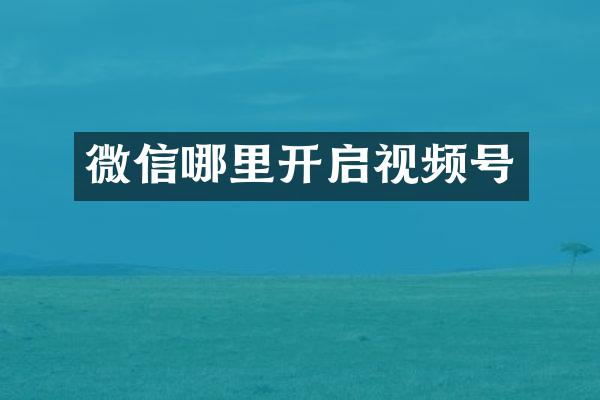 微信哪里开启视频号