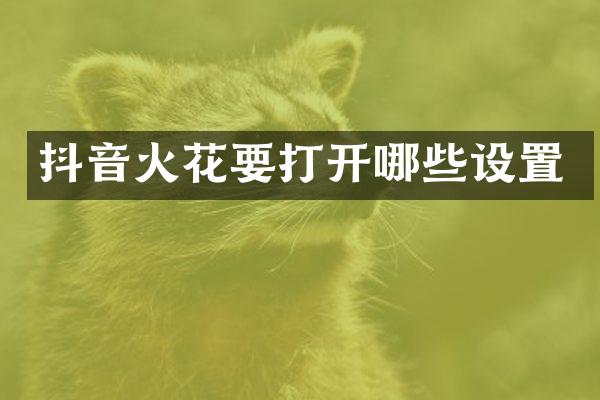 抖音火花要打开哪些设置