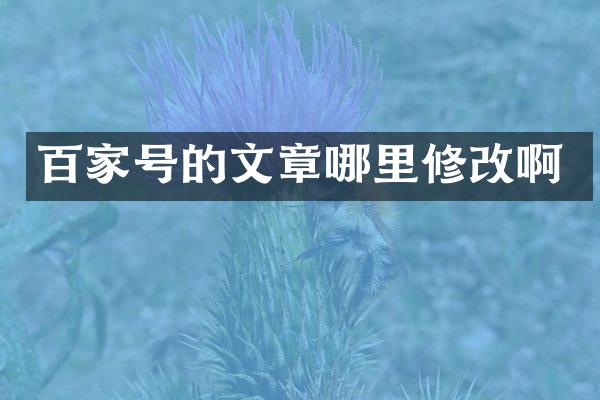 百家号的文章哪里修改啊