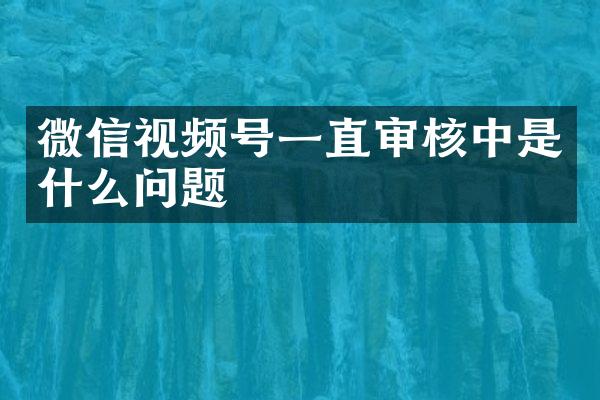 微信视频号一直审核中是什么问题
