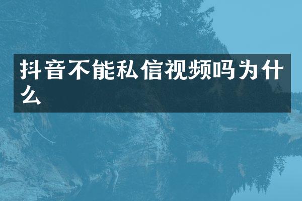 抖音不能私信视频吗为什么