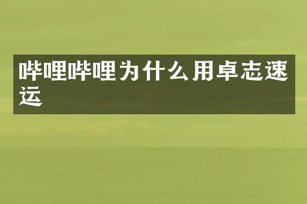 哔哩哔哩为什么用卓志速运