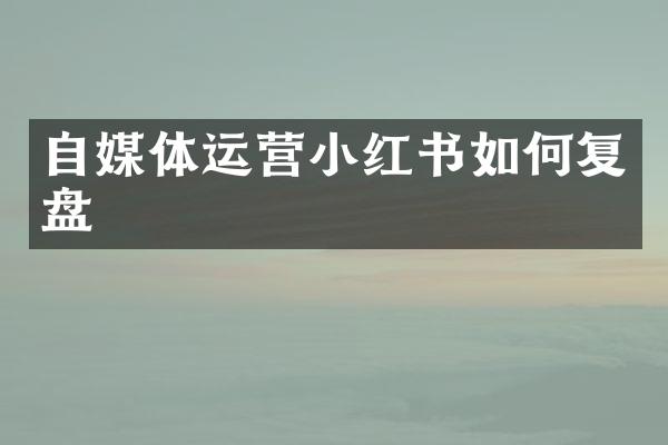 自媒体运营小红书如何复盘