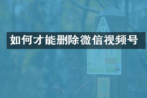 如何才能删除微信视频号