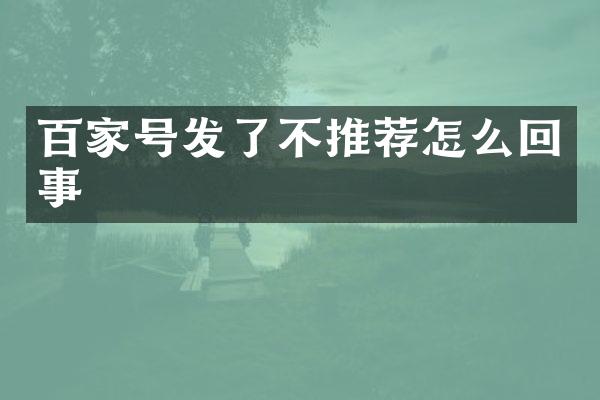 百家号发了不推荐怎么回事