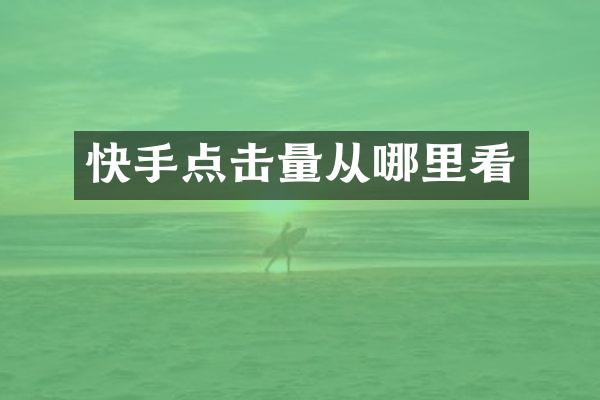 快手点击量从哪里看