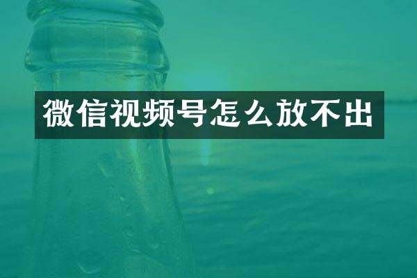 微信视频号怎么放不出