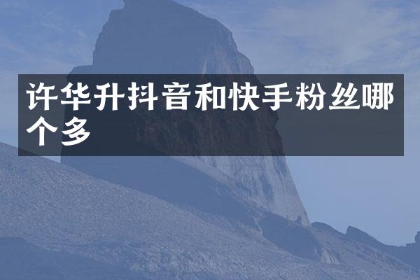 许华升抖音和快手粉丝哪个多