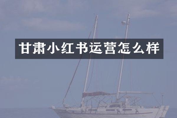 甘肃小红书运营怎么样
