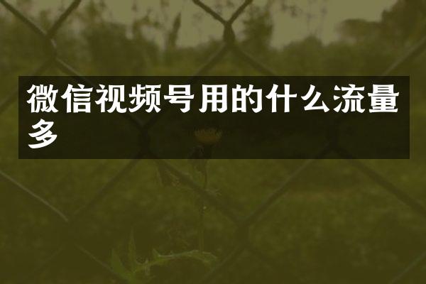 微信视频号用的什么流量多