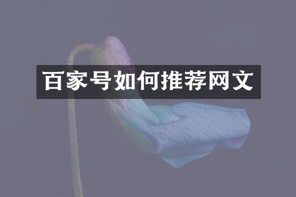 百家号如何推荐网文