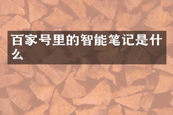 百家号里的智能笔记是什么