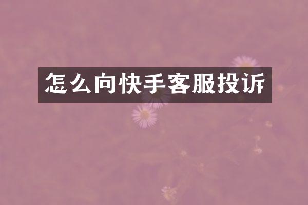 怎么向快手客服投诉