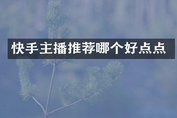 快手主播推荐哪个好点点