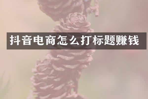 抖音电商怎么打标题赚钱