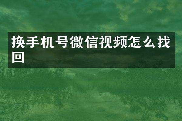 换手机号微信视频怎么找回