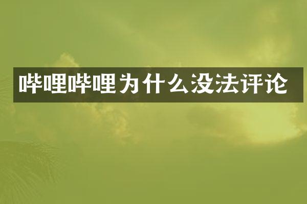 哔哩哔哩为什么没法评论