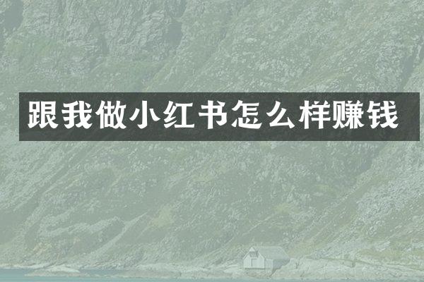 跟我做小红书怎么样赚钱