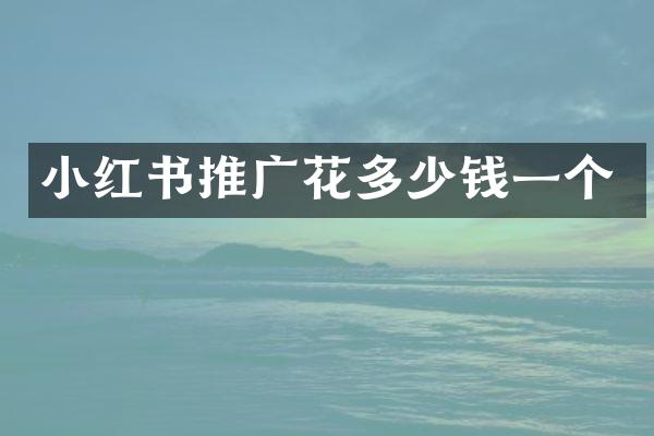 小红书推广花多少钱一个