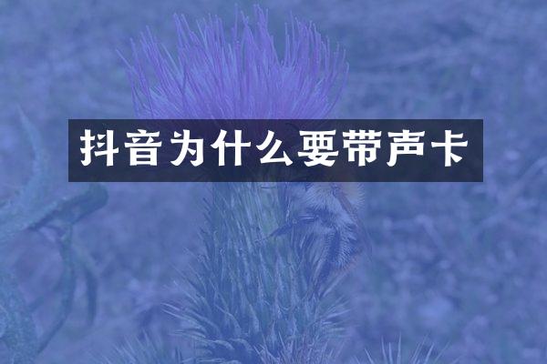 抖音为什么要带声卡