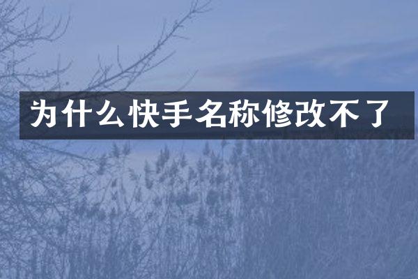 为什么快手名称修改不了