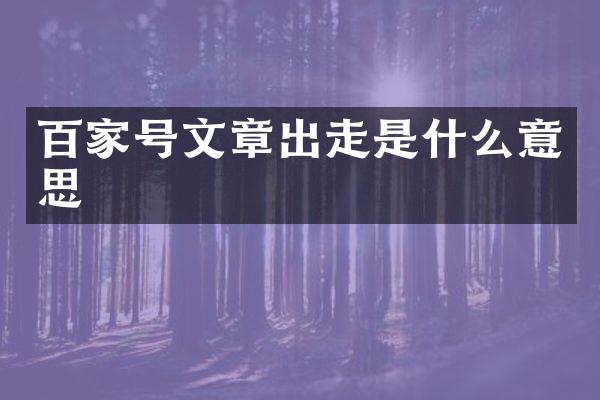 百家号文章出走是什么意思