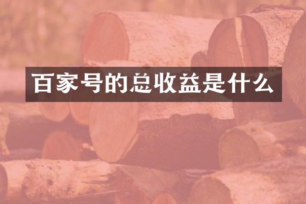 百家号的总收益是什么