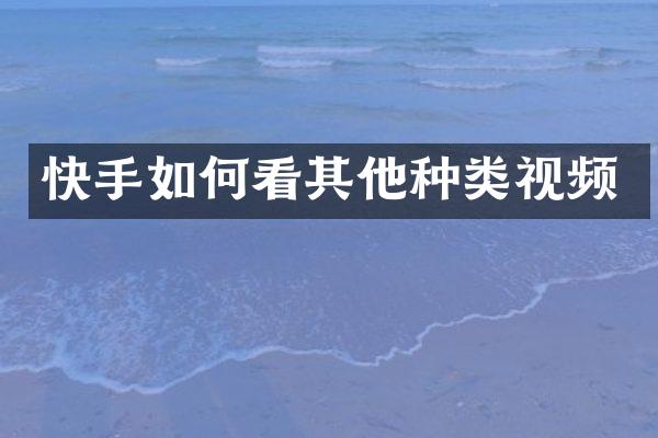 快手如何看其他种类视频