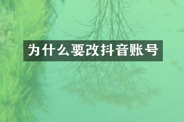 为什么要改抖音账号