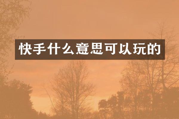 快手什么意思可以玩的