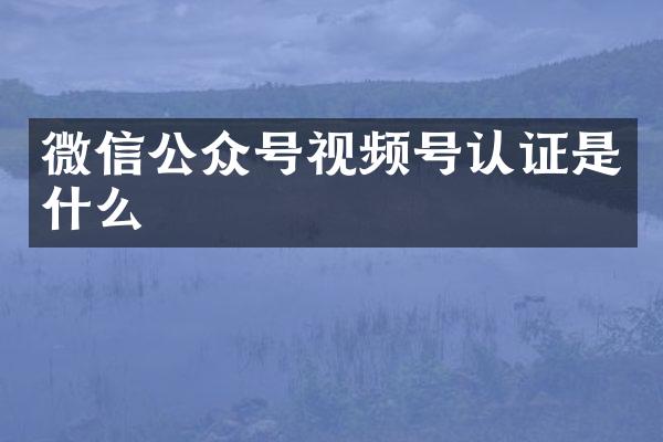 微信公众号视频号认证是什么