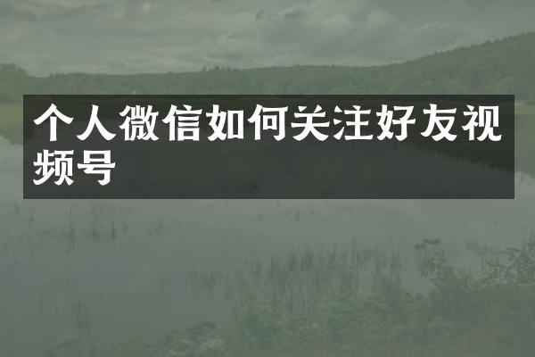 个人微信如何关注好友视频号