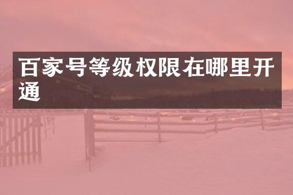 百家号等级权限在哪里开通