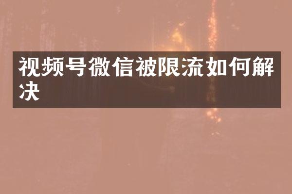 视频号微信被限流如何解决