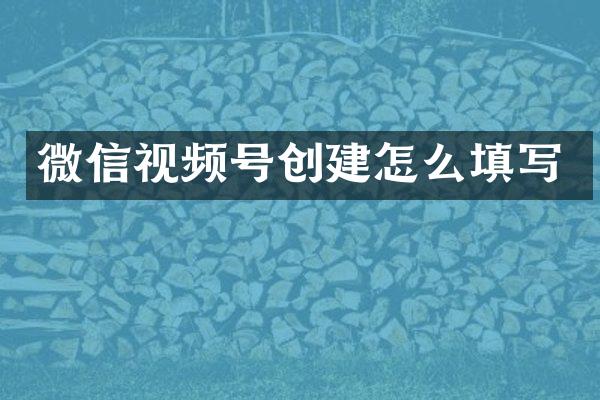 微信视频号创建怎么填写