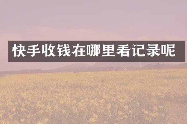 快手收钱在哪里看记录呢