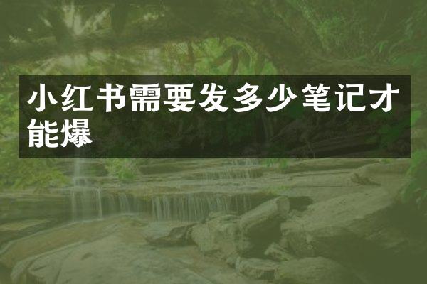小红书需要发多少笔记才能爆