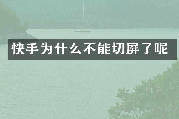 快手为什么不能切屏了呢