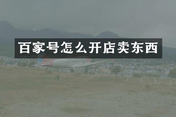 百家号怎么开店卖东西