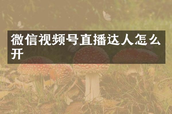 微信视频号直播达人怎么开