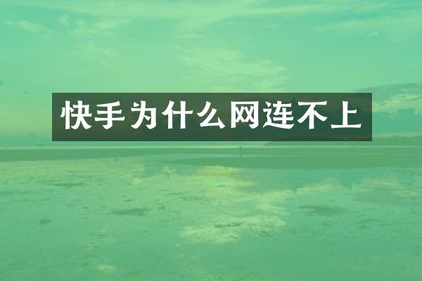 快手为什么网连不上